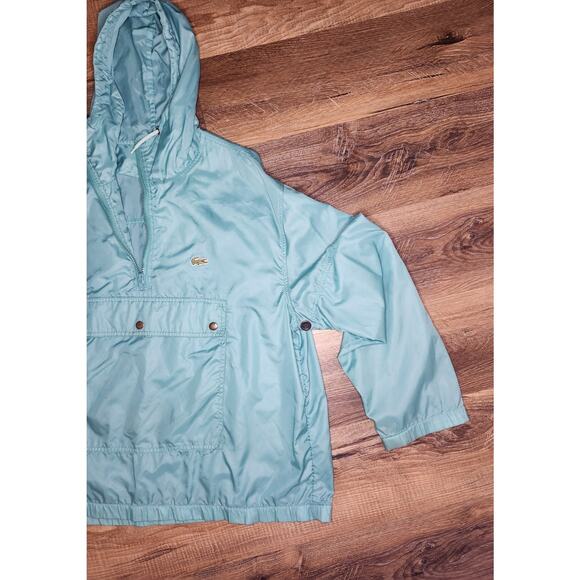 Vintage Lacoste Pullover Windbreaker Jacket Teal Green Half-Zip Hooded Men’s L - Picture 12 of 15